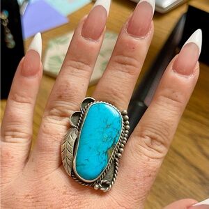 Vintage Southwest Silver Signed Turquoise Ring 6